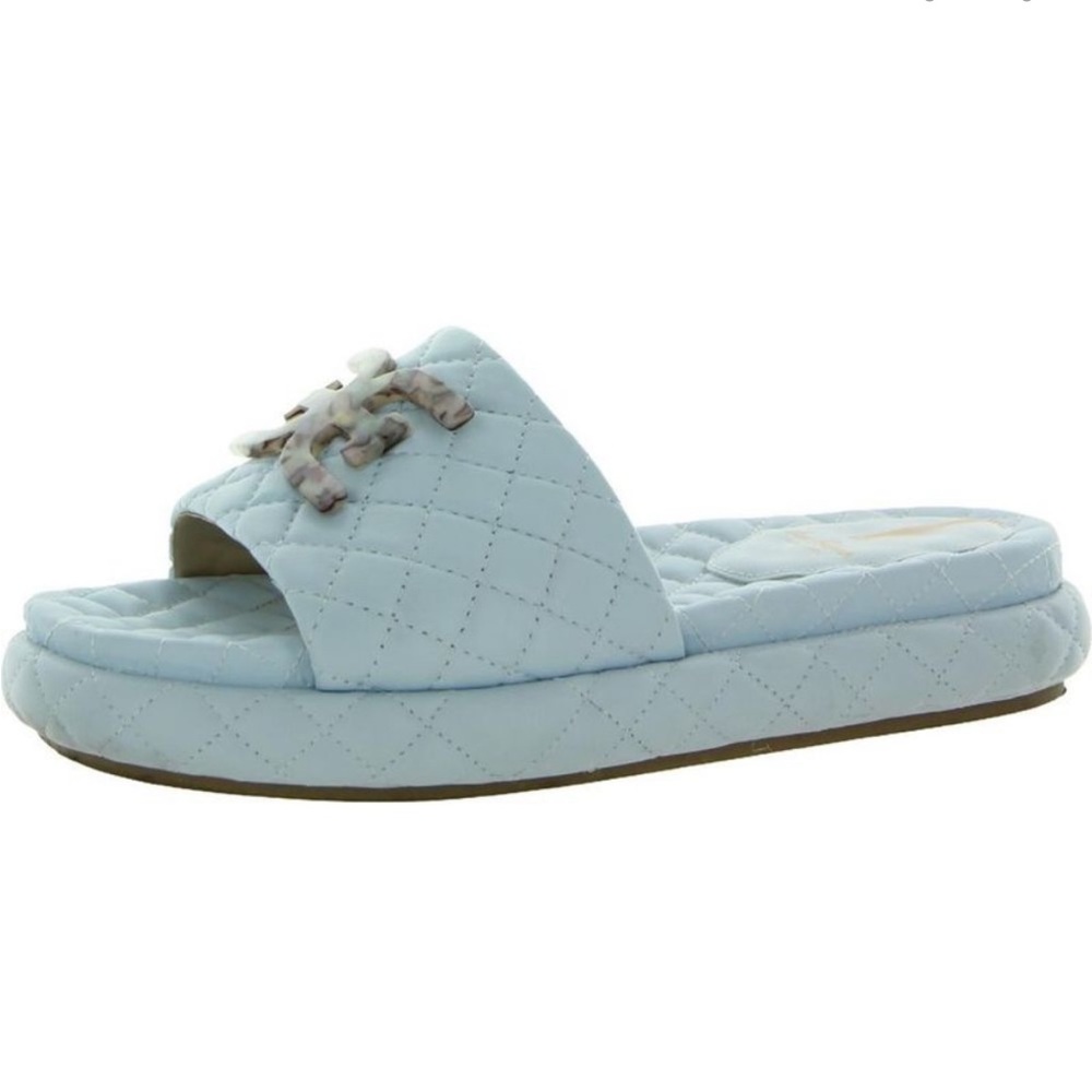 Sam Edelman Womens Karinda Blue Leather Slip On Slide Sandals Shoes Used